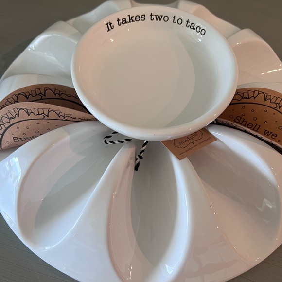 Mud Pie White Taco Shell Platter - Picture 5 of 8